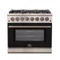 Forno Appliances - Capriasca 5.36 Cu. Ft. Freestanding Dual Fuel Electric Range with Convection Oven - Black Door