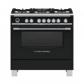 Fisher & Paykel - 4.9 Cu. Ft. Self-Cleaning Freestanding Dual Fuel Convection Range - Stainless Steel/Black Glass
