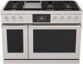 Dacor - Contemporary 8.8 Cu. Ft. Slide-In Dual Fuel Four-Part Pure Convection Range with GreenClean and Griddle - Silver Stainless Steel