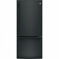 GE - 20.9 Cu. Ft. Bottom-Freezer Refrigerator - High gloss black