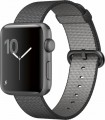 Apple - Apple Watch Series 2 42mm Space Gray Aluminum Case Black Woven Nylon Band - Space Gray Aluminum