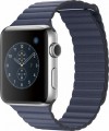 Apple - Apple Watch Series 2 42mm Stainless Steel Case Midnight Blue Leather Loop Band - Large - Stainless Steel