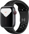 Apple - Apple Watch Nike Series 5 (GPS + Cellular) 44mm Space Gray Aluminum Case with Anthracite/Black Nike Sport Band - Space Gray Aluminum