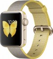 Apple - Apple Watch Series 2 38mm Gold Aluminum Case Yellow/Light Gray Woven Nylon Band - Gold Aluminum