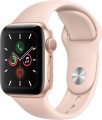 Apple - Apple Watch Series 5 (GPS) 40mm Gold Aluminum Case with Pink Sand Sport Band - Gold Aluminum