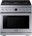 Dacor - Transitional 6.3 Cu. Ft. Freestanding Dual Fuel Four-Part Pure Convection Pro-Range with GreenClean and Steam Assist - Silver Stainless Steel