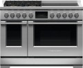 Fisher & Paykel Professional 6.9 Cu Ft Freestanding Double Oven Dual Fuel True Convection Range with Self-Cleaning - Stainless Steel/Black Glass