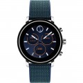 Movado - Connect 2.0 Smartwatch 42mm Stainless Steel - Stainless Steel With Navy Velcro Fabric Band