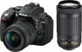Nikon D5300 DSLR Camera with AF-P VR DX 18-55mm and AP-P DX 70-300mm Lenses - Black