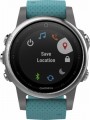 Garmin - fēnix® 5S GPS Heart Rate Monitor Watch - Silver with Turquoise Band