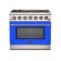 Forno Appliances - Capriasca 5.36 Cu. Ft. Freestanding Gas Range with Convection Oven - Blue Door - Blue
