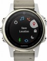 Garmin - fēnix® 5S Sapphire GPS Heart Rate Monitor Watch - Champagne with Gray Suede Band