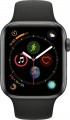 Apple - Geek Squad Certified Refurbished Apple Watch Series 4 (GPS) 44mm Space Gray Aluminum Case with Black Sport Band - Space Gray Aluminum
