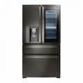 LG - InstaView™ Door-in-Door® 22.7 Cu. Ft. French Door Counter-Depth Refrigerator - Black stainless steel