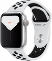 Apple - Apple Watch Nike Series 5 (GPS) 40mm Silver Aluminum Case with Pure Platinum/Black Nike Sport Band - Silver Aluminum