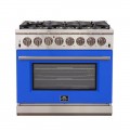 Forno Appliances - Capriasca 5.36 Cu. Ft. Freestanding Dual Fuel Electric Range with Convection Oven - Blue Door - Blue
