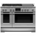 Fisher & Paykel Professional 6.9 Cu. Ft Freestanding Double Oven Dual Fuel True Convection Range with Self-Cleaning - Stainless Steel/Black Glass