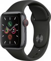 Apple - Geek Squad Certified Refurbished Apple Watch Series 5 (GPS + Cellular) 40mm Aluminum Case with Black Sport Band - Space Gray Aluminum