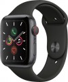 Apple - Apple Watch Series 5 (GPS + Cellular) 44mm Space Gray Aluminum Case with Black Sport Band - Space Gray Aluminum
