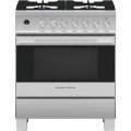 Fisher & Paykel - 3.6 Cu. Ft. Self-Cleaning Freestanding Dual Fuel Convection Range - Stainless Steel/Black Glass