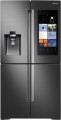Samsung - Family Hub 22.08 Cu. Ft. Counter-Depth 4-Door Flex Smart French Door Refrigerator - Black Stainless Steel