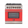 Forno Appliances - Capriasca 4.32 Cu. Ft. Freestanding Gas Range with Convection Oven - Red Door - Red