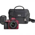 Nikon - D3300 DSLR Camera with 18-55mm VR II and 55-200mm VR II Lenses - Red