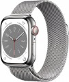 Apple Watch Series 8 GPS + Cellular 41mm Silver Stainless Steel Case with Silver Milanese Loop - Silver
