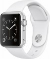 Apple - Geek Squad Certified Refurbished Apple Watch Series 1 38mm Silver Aluminum Case White Sport Band - Silver Aluminum