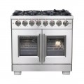 Forno Appliances - Capriasca 5.36 Cu. Ft. Freestanding Dual Fuel Range with French Doors and Convection Oven - Stainless Steel