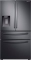Samsung - Geek Squad Certified Refurbished 22.6 cu. ft. 4-Door French Door Counter Depth Refrigerator with FlexZone™ Drawer - Black stainless steel