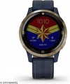 Garmin - Legacy Hero Series Captain Marvel Smartwatch 40mm Fiber-Reinforced Polymer - Danvers Blue With Leather Band