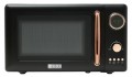 HADEN .7 cu.ft 700 Watt Countertop Microwave with Settings and Timer - Black and Copper