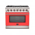 Forno Appliances - Capriasca 5.36 Cu. Ft. Freestanding Gas Range with Convection Oven - Red Door - Red